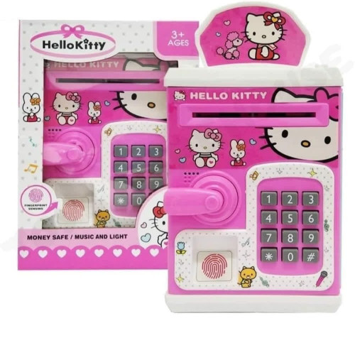 گاوصندوق اثر انگشتی رمز دار باتری خور طرح هلو کیتی مدل 3002