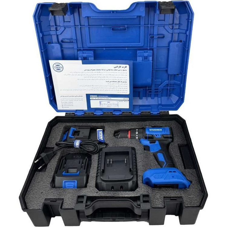 دریل شارژی ویوارکس مدل VR2010V-IBL موتور براشلس ۲۰ ولت با دو باتری